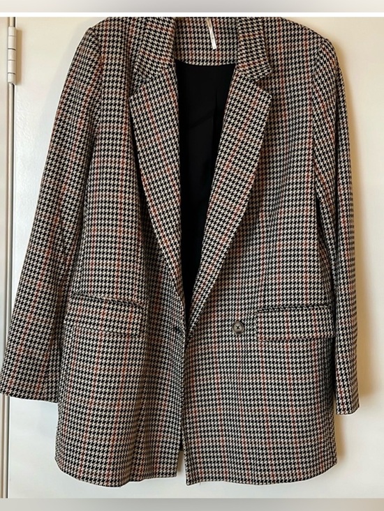 Free People Jackets & Blazers - Free People Houndstooth Blazer Jacket - Black, White & Tan
